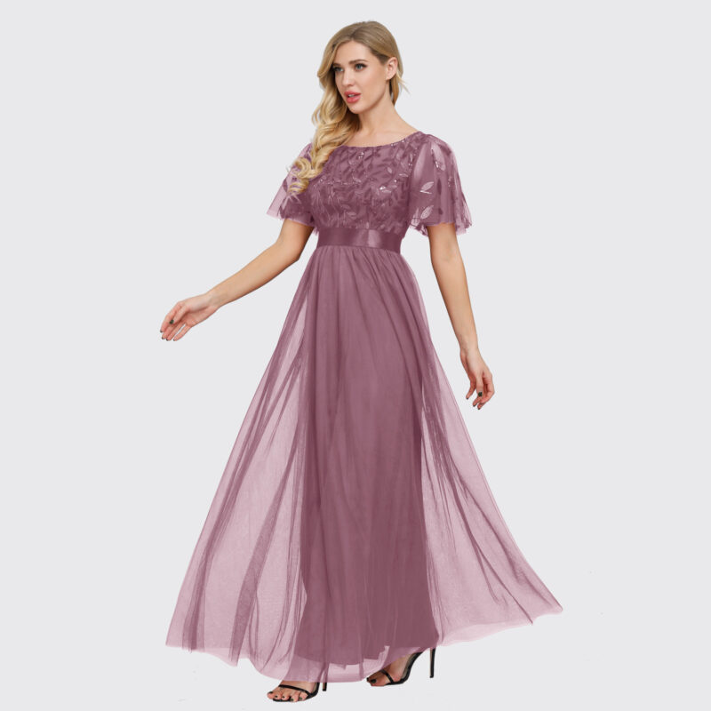Elastic Waist A-Line Tulle Dress | Elegant Floral Party Dress for Women