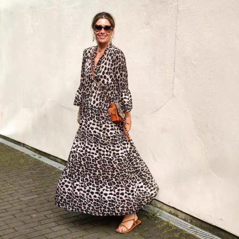 Bohemian Leopard Maxi Dress