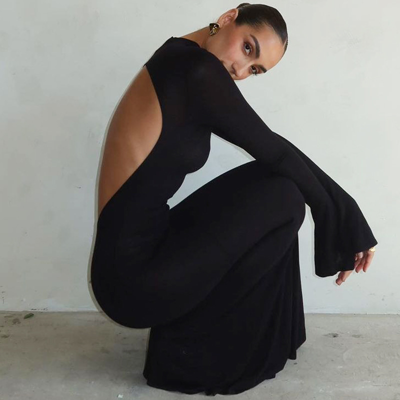 Waist-Defining Backless Dress