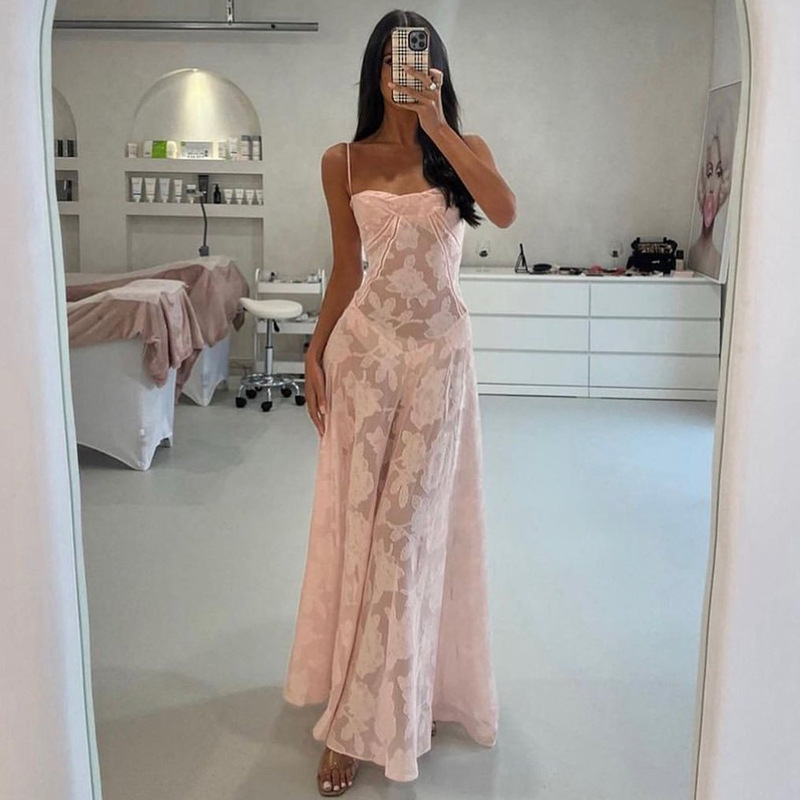 Jacquard Backless Maxi Gown