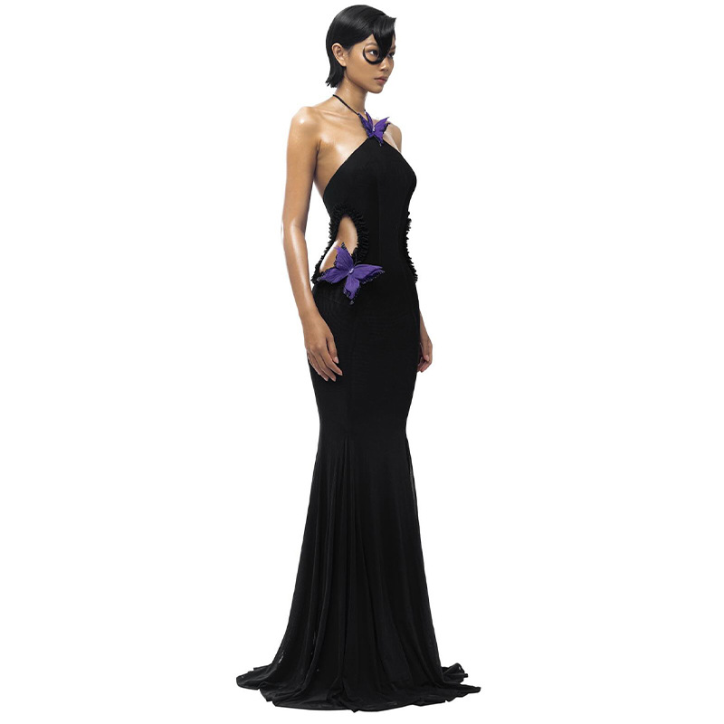 Butterfly Halter Maxi Dress