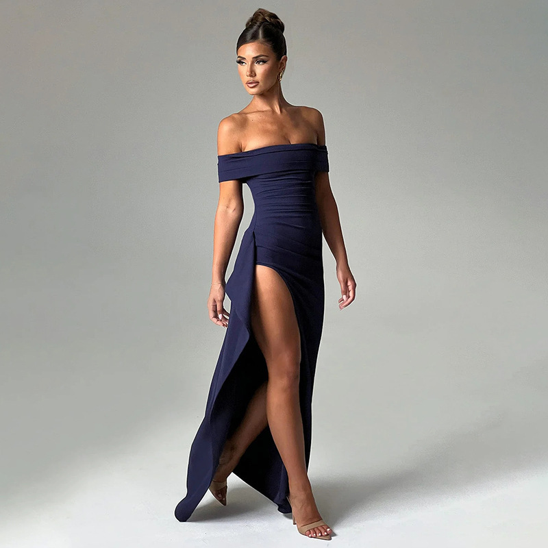 Off Shoulder Backless Irregular Maxi Dress