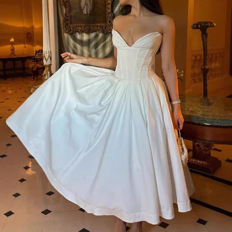 Strapless Fishbone Corset Backless Maxi Dress | Sexy Evening Gown – 7 Colors