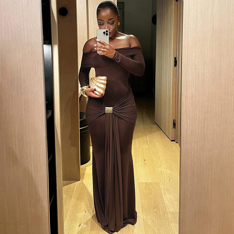 One-Shoulder Long Sleeve Dress
