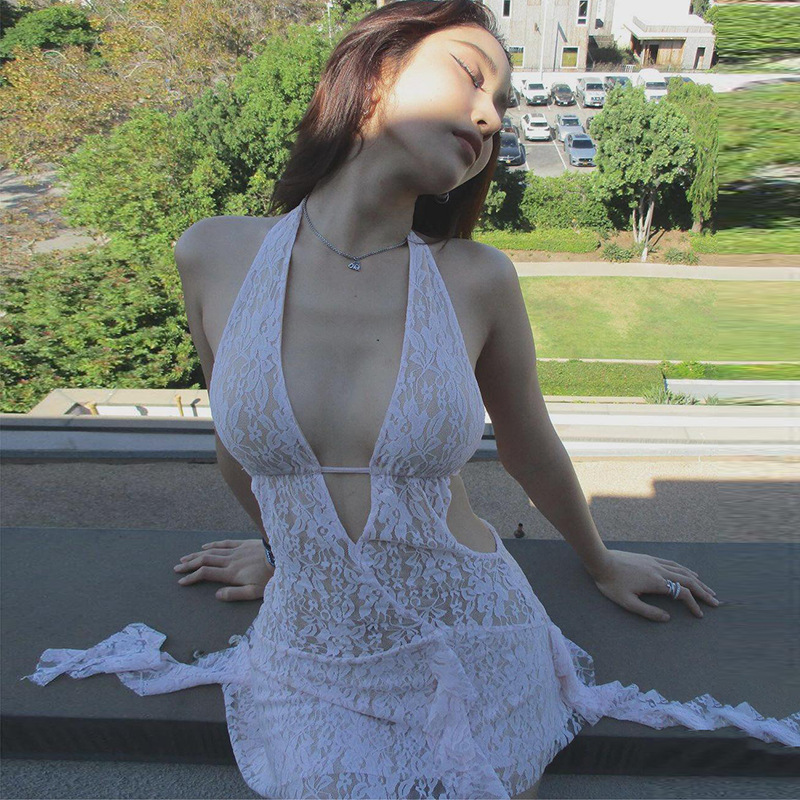 Halter Lace Mini Dress