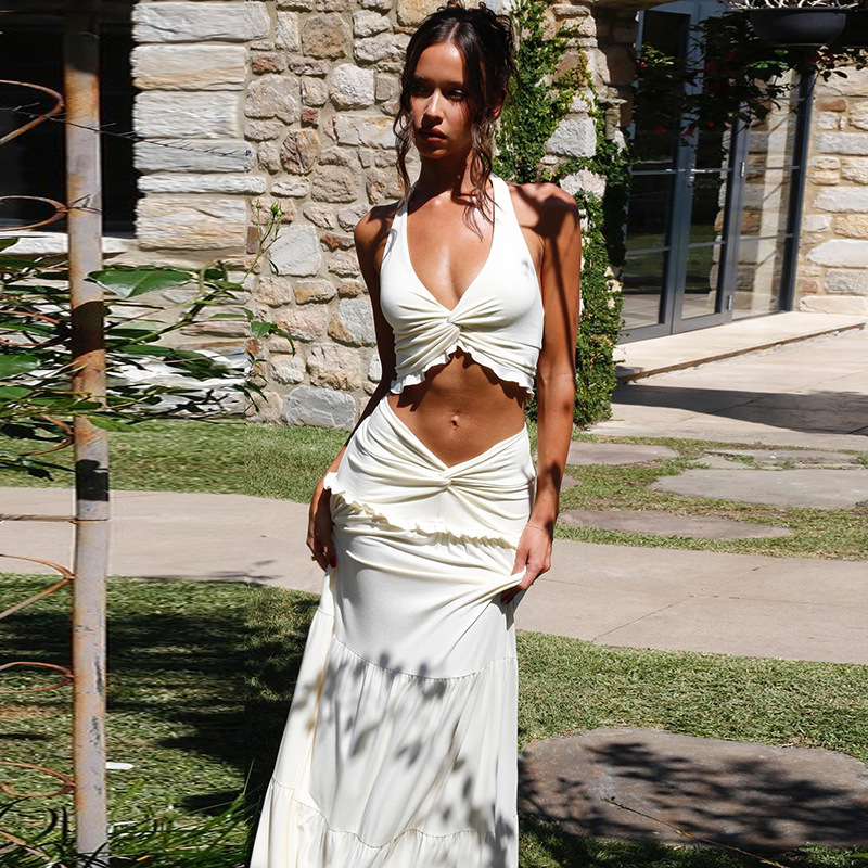 Flounce Halter Maxi Set
