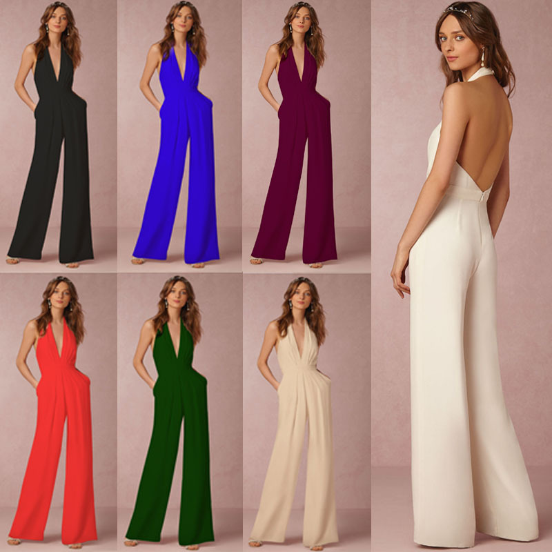 Sleeveless Halter Loose Jumpsuit