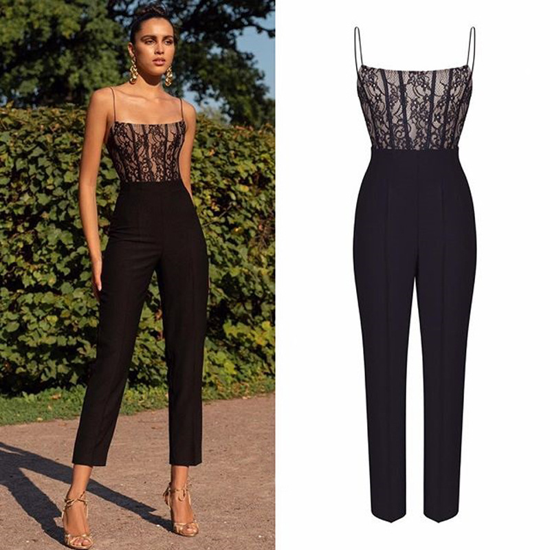Sleeveless Lace Straight Jumpsuit