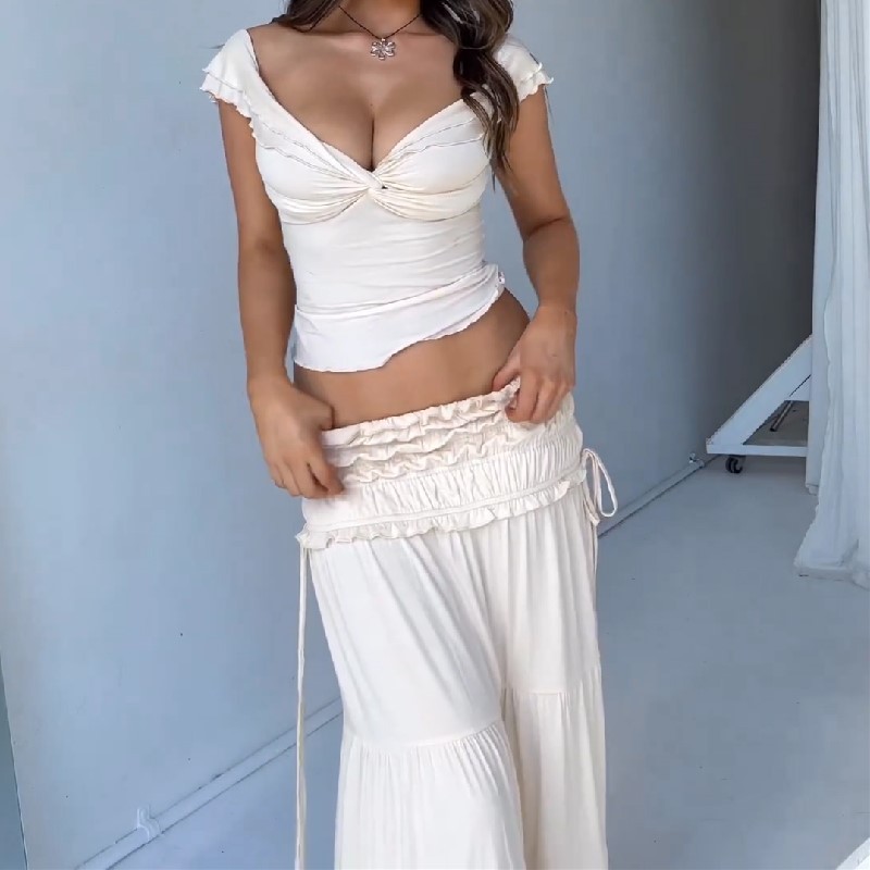 Midriff Vest Maxi Skirt Set