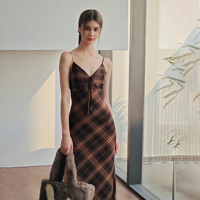 Vintage Checked Maxi Dress