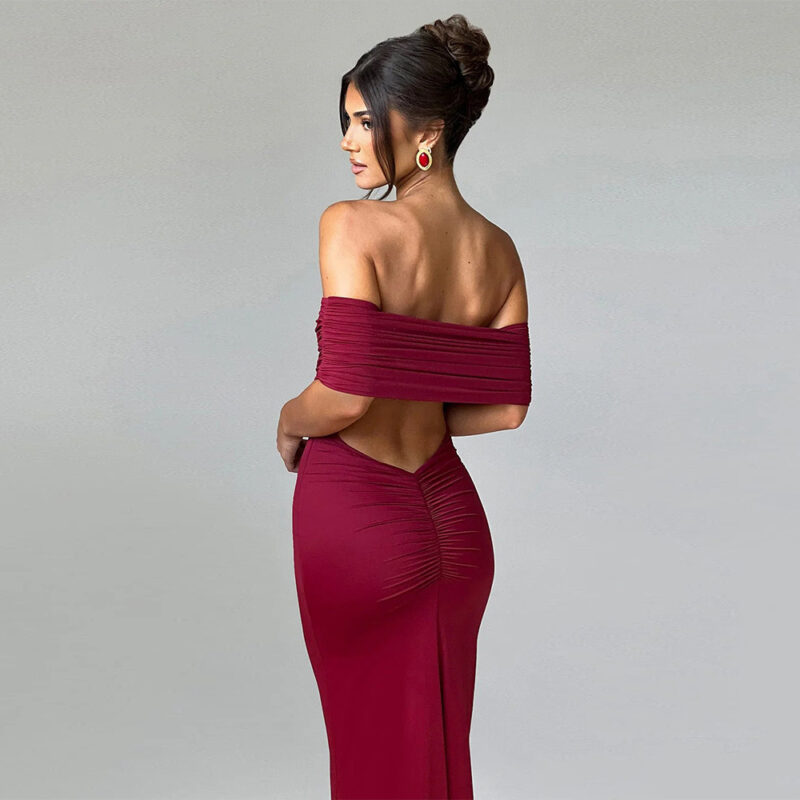 Off Shoulder Backless Sexy Maxi Dress
