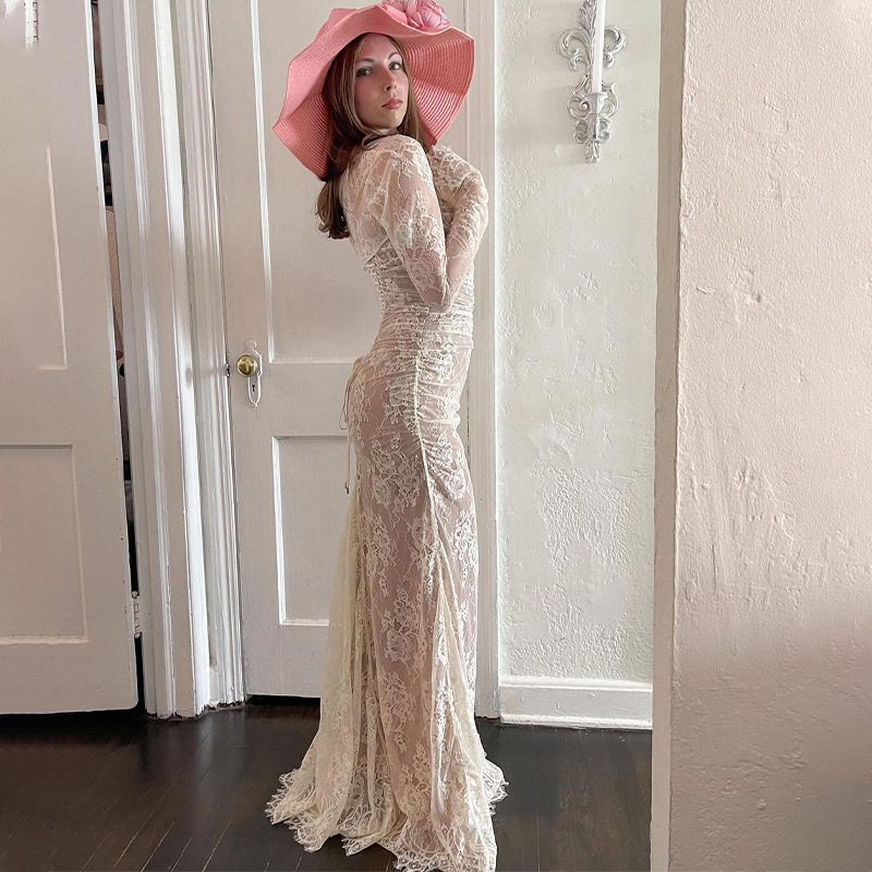 Hook Strap Lace Maxi Dress
