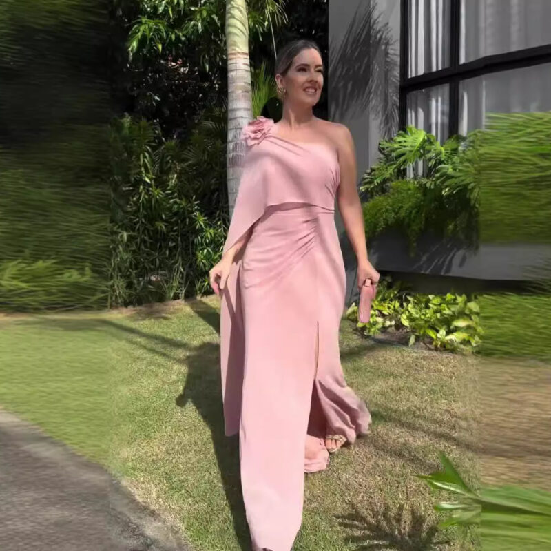 Slant Neck Sexy High Lrregular Dress