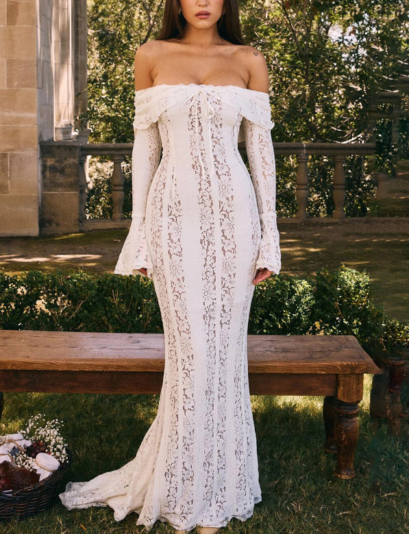 Off-Shoulder Lace Dress | Sexy Bodycon Maxi Dress for Special Occasions