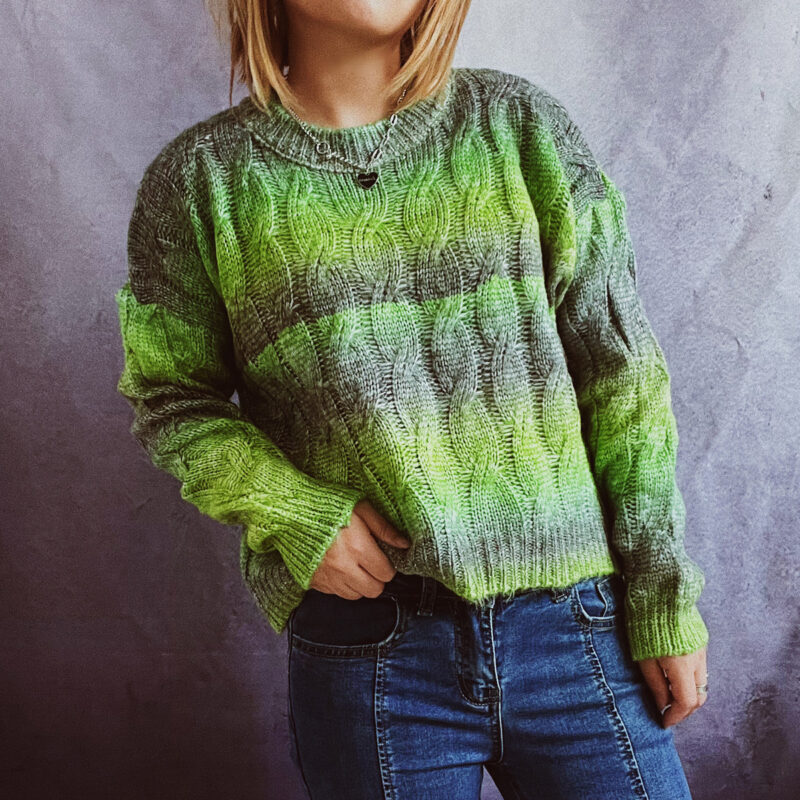 Lightweight Rainbow Gradient Short Knit Pullover Sweater