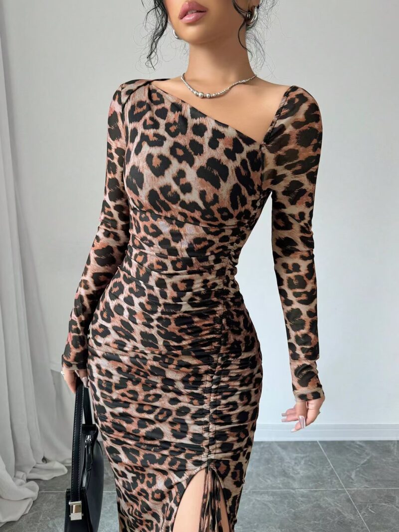 Slim Fit Leopard Maxi Dress