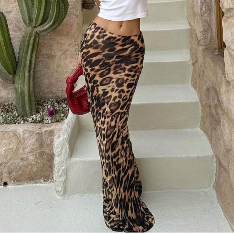 Fishtail Leopard Maxi Skirt