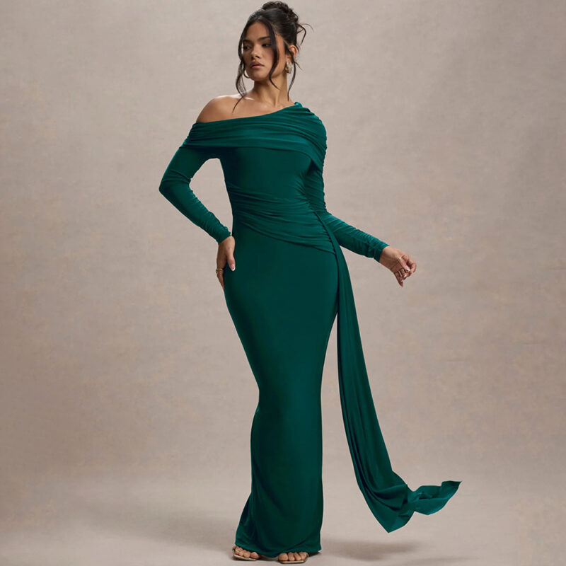 Off-Shoulder Condensed Maxi Dress