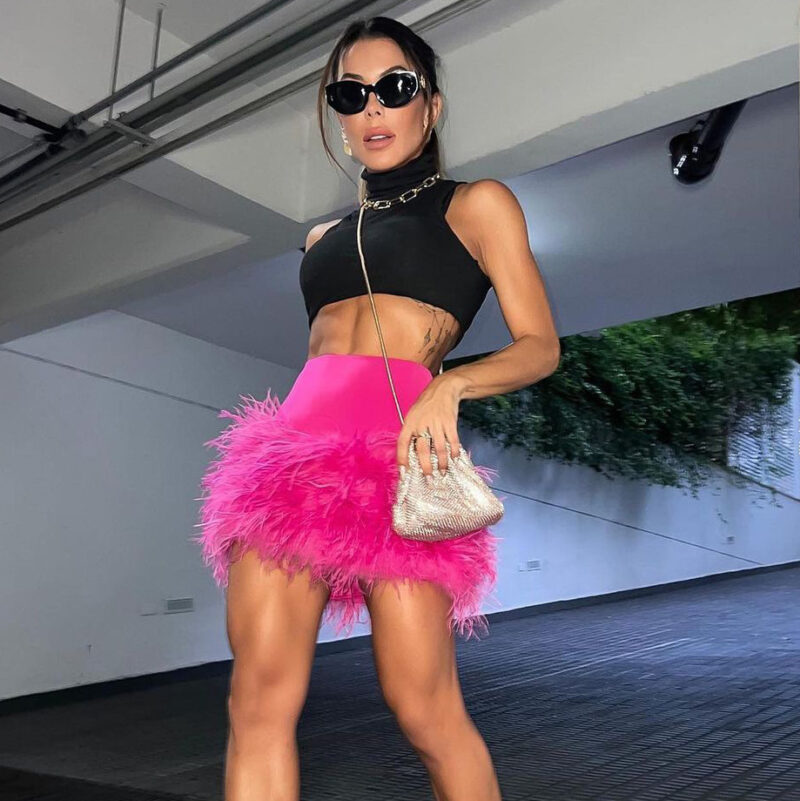 Feather Hem Bodycon Mini Skirt | Sexy Party and Evening Dress