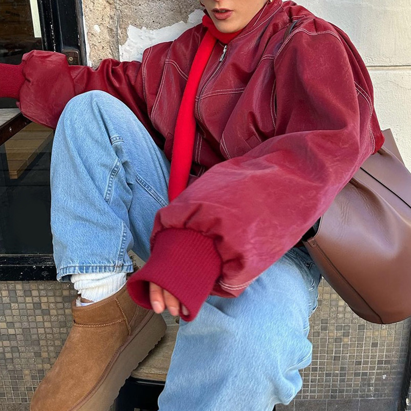 Long-Sleeve Leather Everyday Jacket