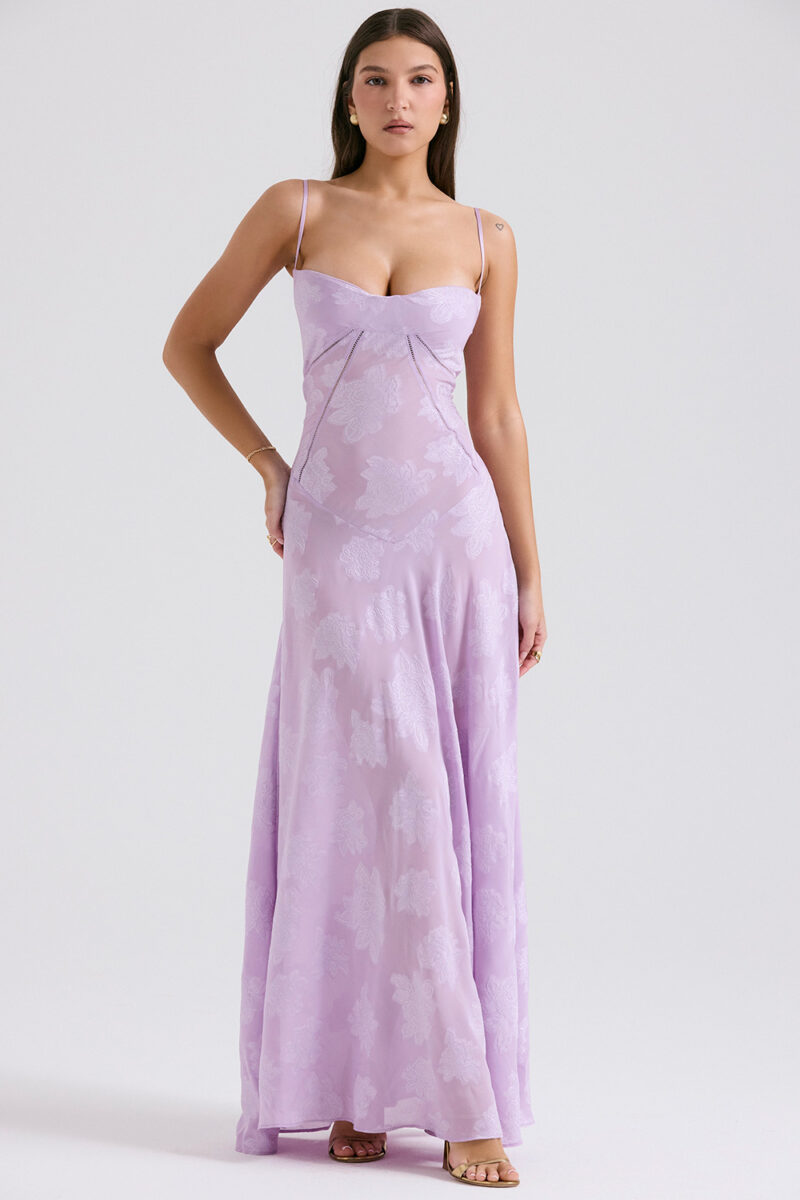 Romantic Sheer Lace Gown | Elegant Backless Corset Maxi Dress