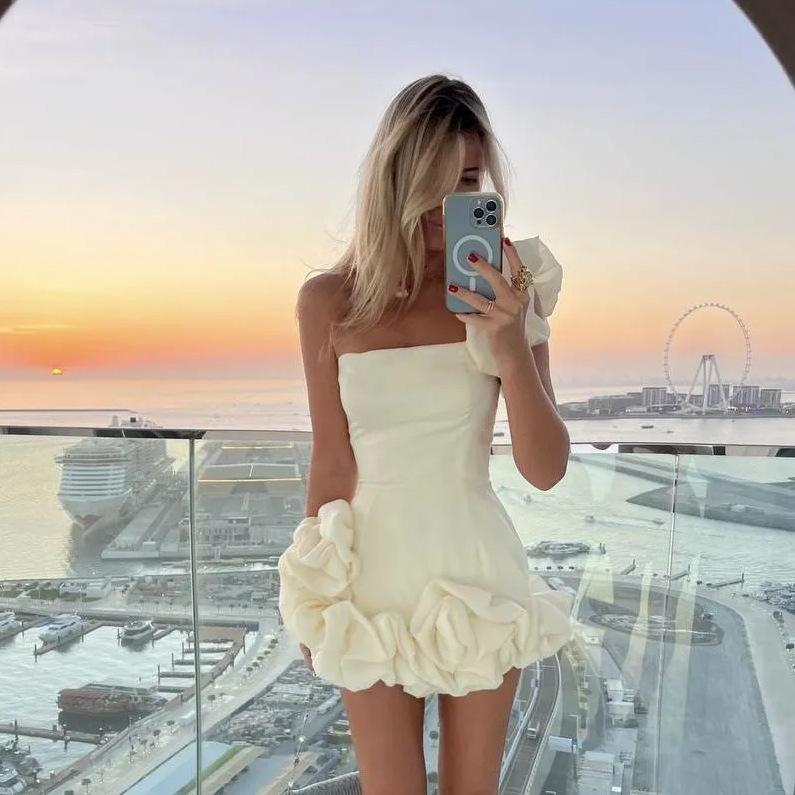 One-Shoulder Bodycon Dress | Ruched Waist Mini Dress for Evening Wear