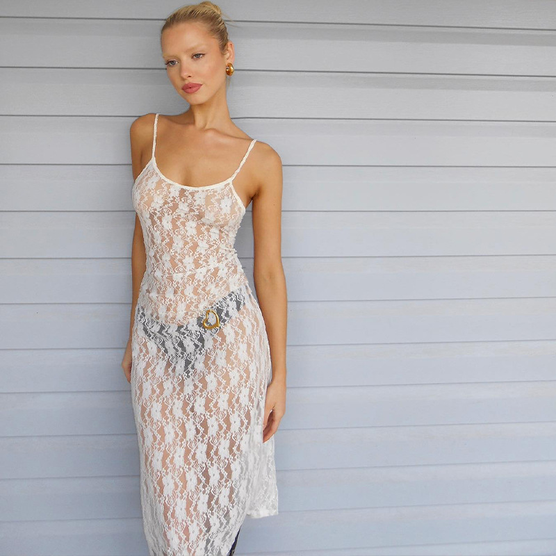 Mesh Backless Midi Dress