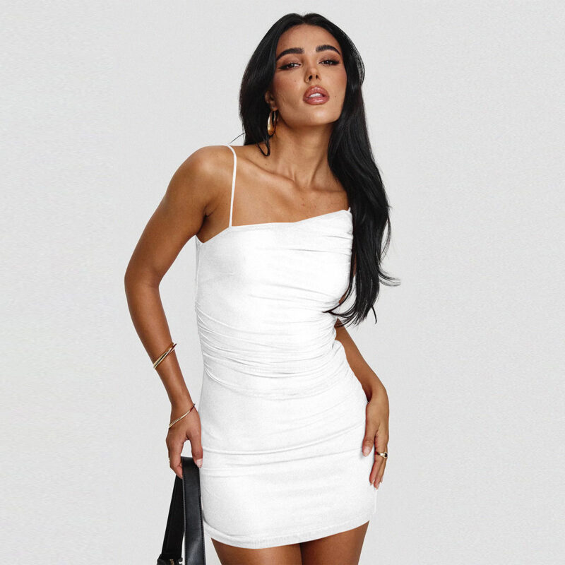 Slanted Neck Slim Mini Dress
