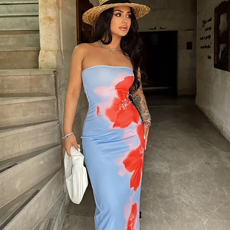 Floral Slim Irregular Dress