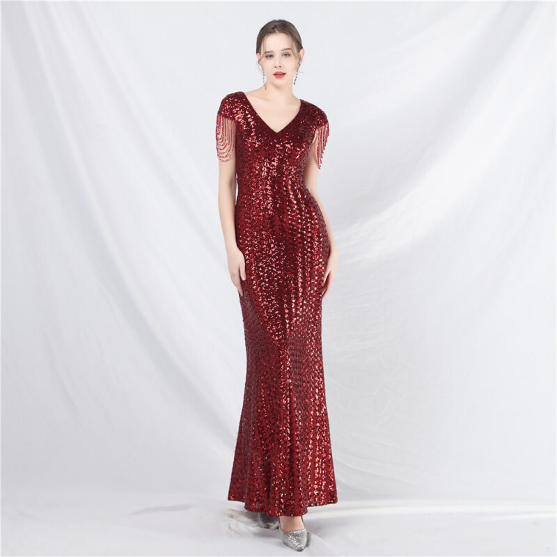 Art-Pin Sequin Evening Dress
