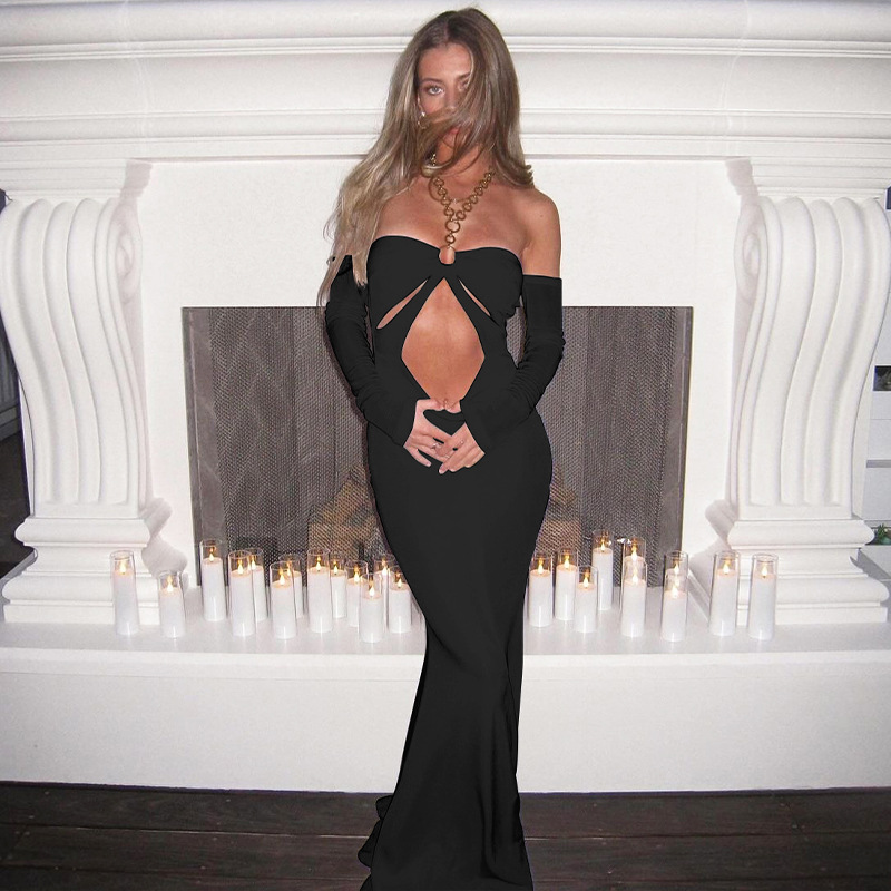 One Shoulder Halter Maxi Dress