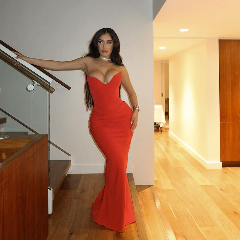 Fishbone Off-Shoulder Maxi Dress