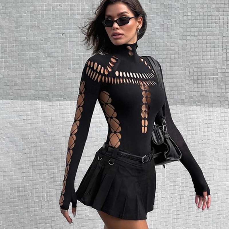 Spider Web Turtleneck Bodysuit