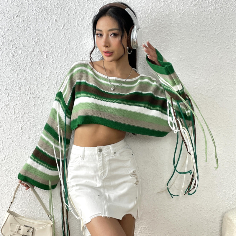 Green striped sweater