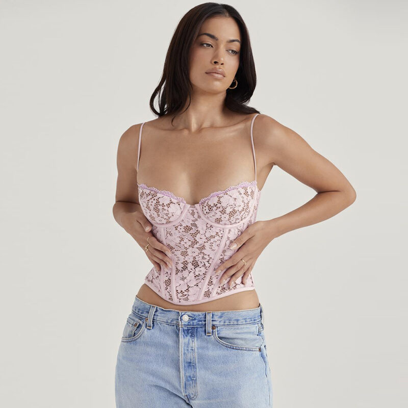 Lace Corset Crop Top | Sexy Spaghetti Strap Bustier Top