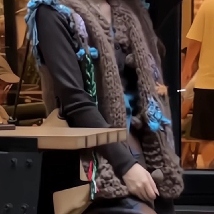 Khaki Coarse Needle Wool Open Horse Loose Sweater