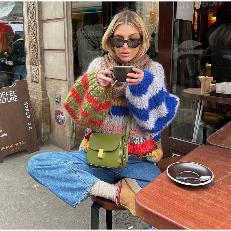 Contrast striped knitted sweater
