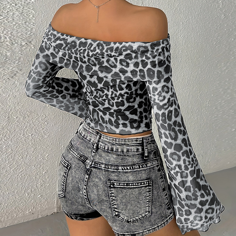 One Shoulder Leopard Print Top